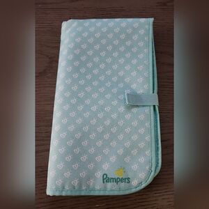 Pampers Mint Heart Print Foldable Diaper Changing Pad With Velcro Closure